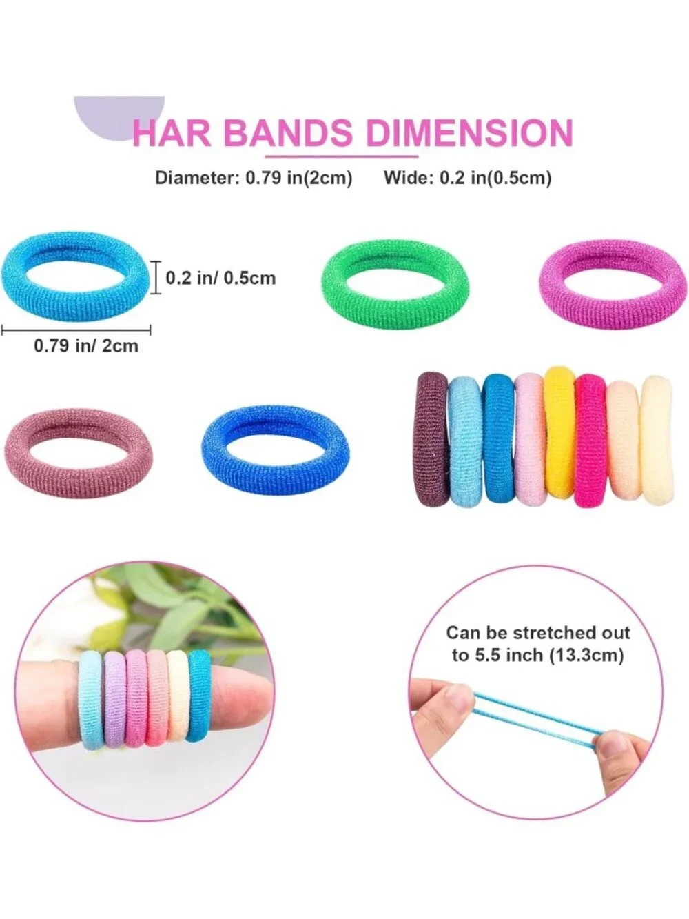 350 PCS Multicolor Soft Cotton Hair Ties - Seamless Hair Bands for All Styles